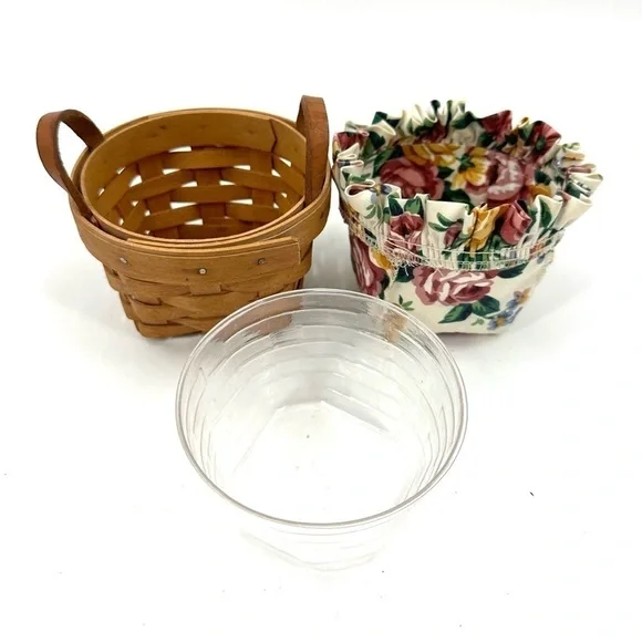 Vtg Longaberger Thyme Booking Basket 1995 Garden Splendor Liner Leather Handles - Picture 2 of 12